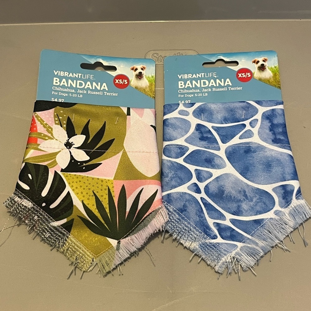 Pet Bandanna- Floral and Water Design XS